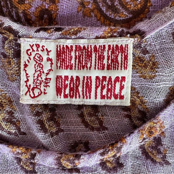 GYPSY boho chic cropped flowy tank top rayon purple paisley - Picture 3 of 7